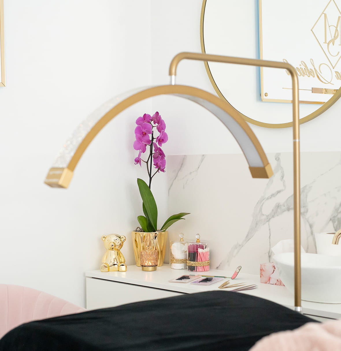 MOON Light med Sten - Guld-LED Lampe-I-Coucou-NR Kosmetik
