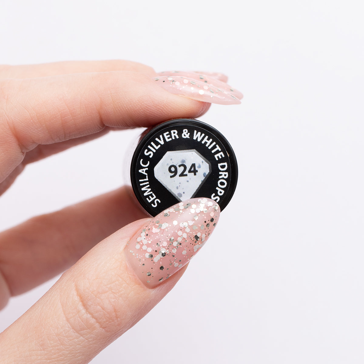 Gelpolish 924 Silver & White Drops - 7 ml-UV Hybrid-Semilac-NR Kosmetik