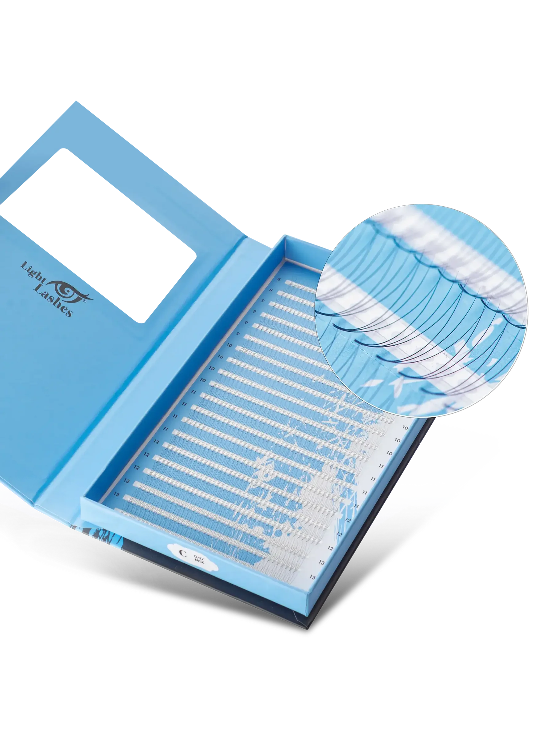 Ready Fans - 3D C - 800 stk-Vipper-Light Lashes-0.07 mm-MIX ( 8-14 mm)-NR Kosmetik