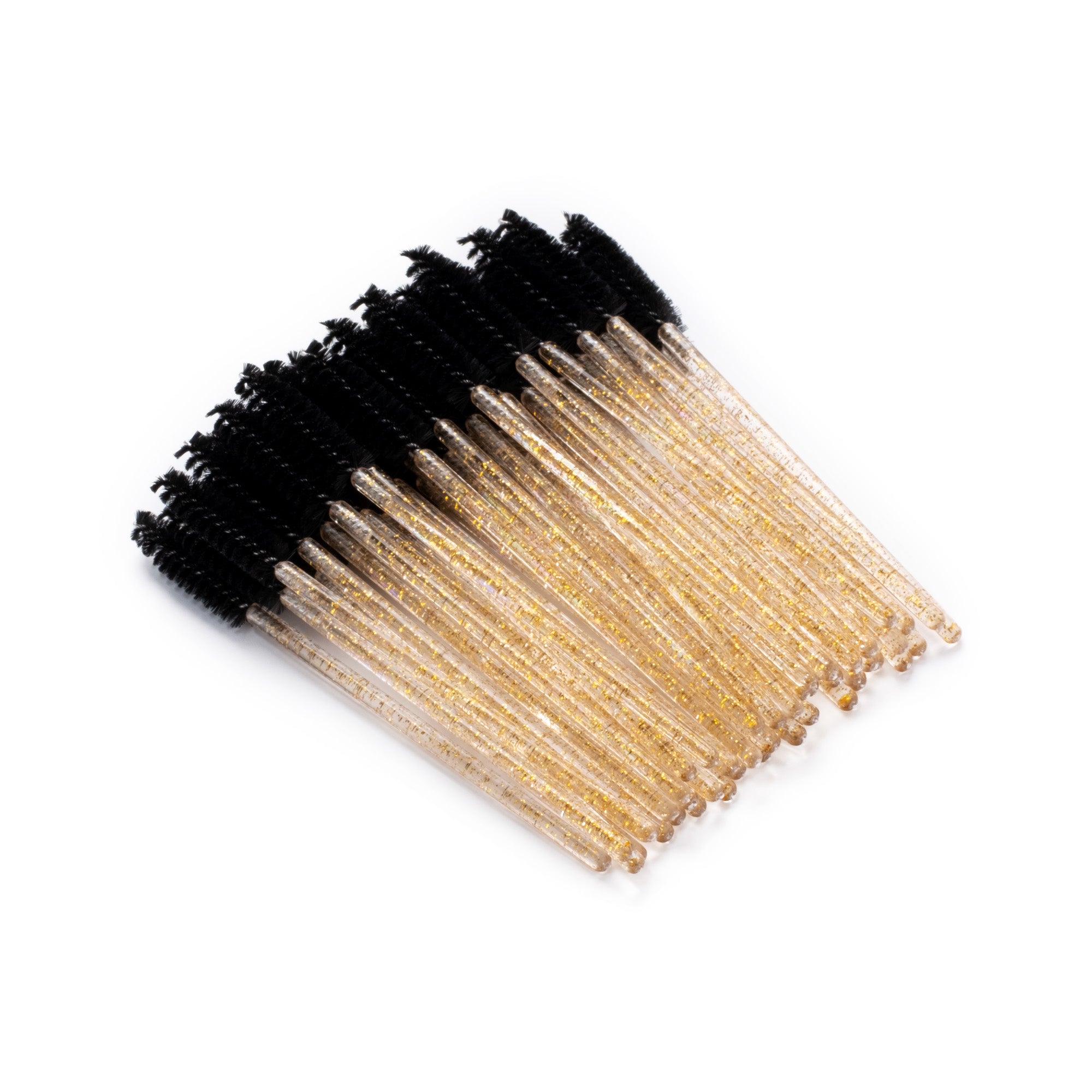 Engangsbørster - Sort med guld glimmer håndtag - 50 stk-Tilbehør-ABA-NR Kosmetik