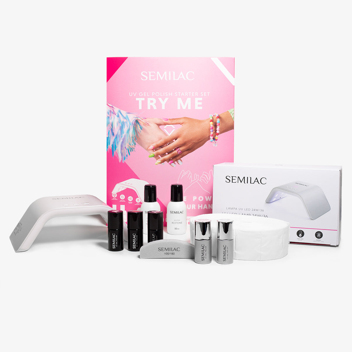 Gelpolish Startsæt inkl. 3 Gelpolish Farve - TRY ME-UV Hybrid Startsæt-Semilac-002-NR Kosmetik