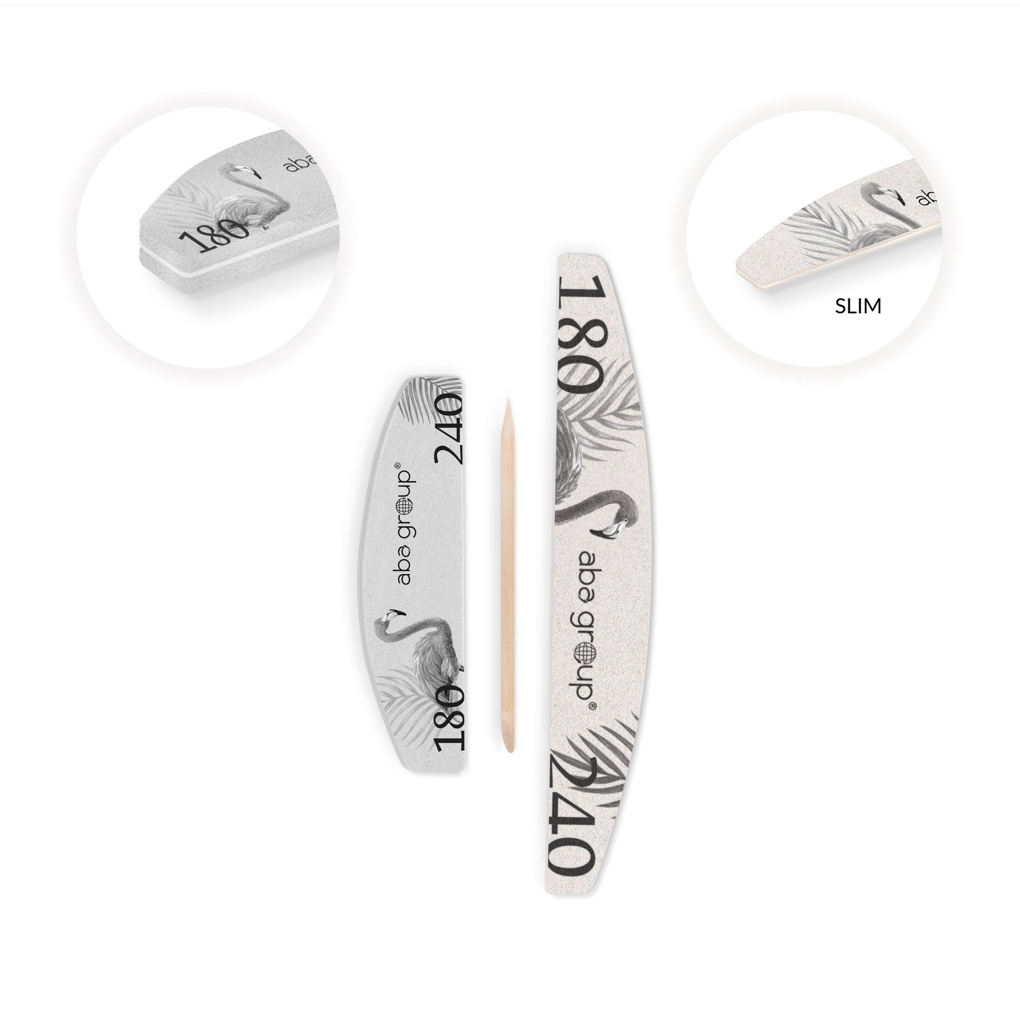 Sæt #11 (File + mini buffer + wooden stick) 180/240 SLIM-Neglefil-ABA-NR Kosmetik