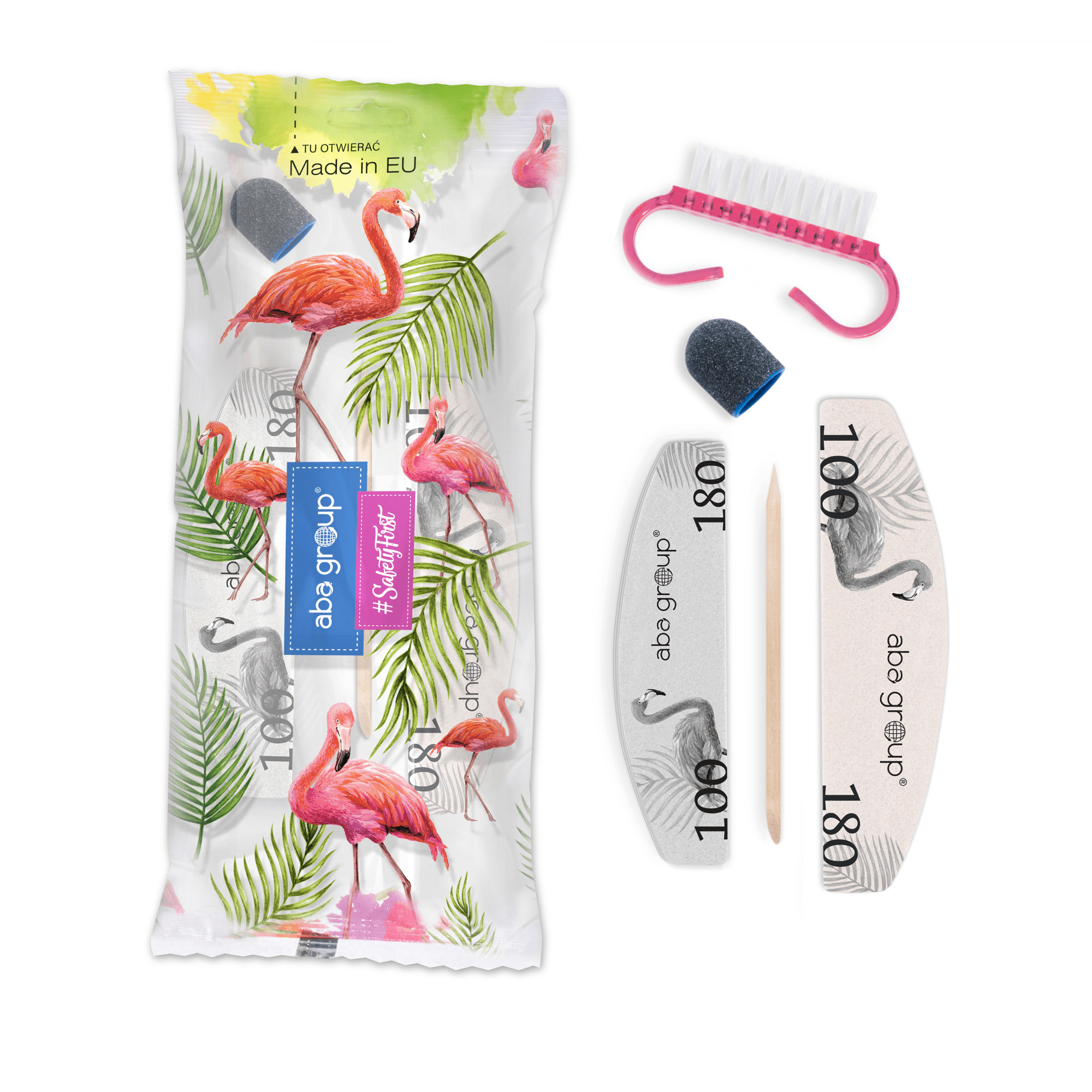 Sæt #14 (Mini file, buffer, børste + wooden stick + sanding band 80 R13) 100/180-ABA-NR Kosmetik