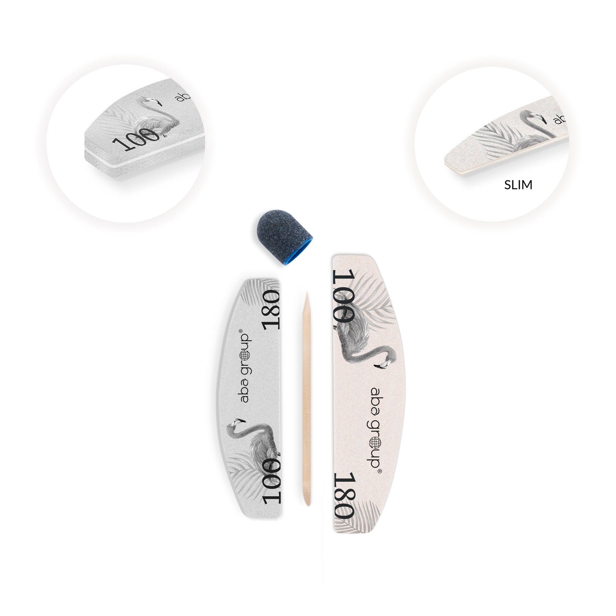 Sæt #1 (Mini file, buffer + sanding band 80 R13 + wooden stick) 100/180-ABA-NR Kosmetik
