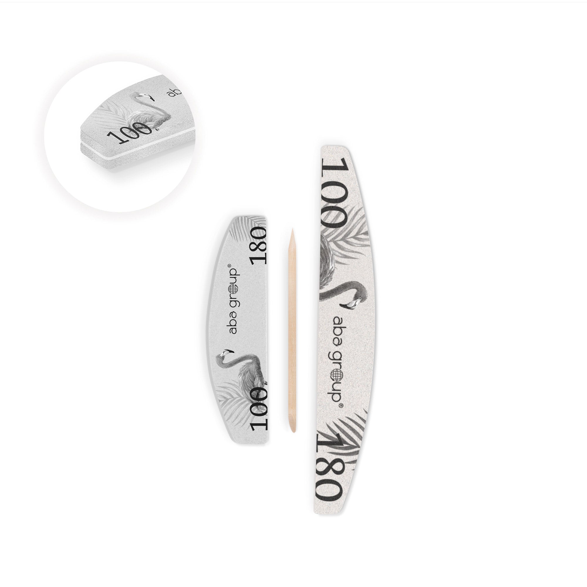 Sæt #2 (File + mini buffer + wooden stick) 100/180-ABA-NR Kosmetik