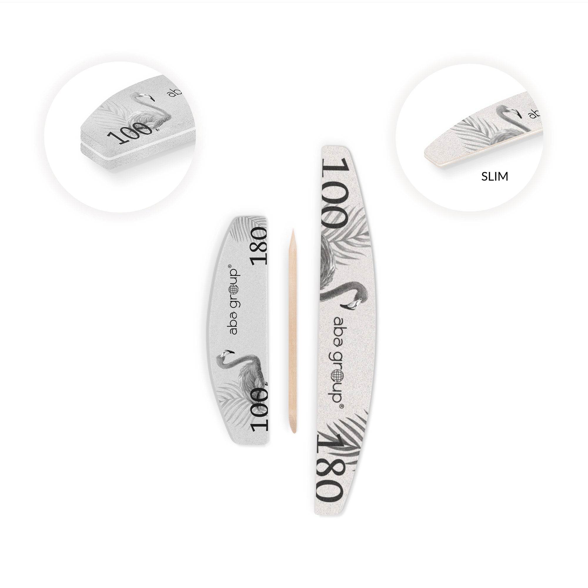Sæt #3 (File + mini buffer + wooden stick) 100/180 SLIM-ABA-NR Kosmetik