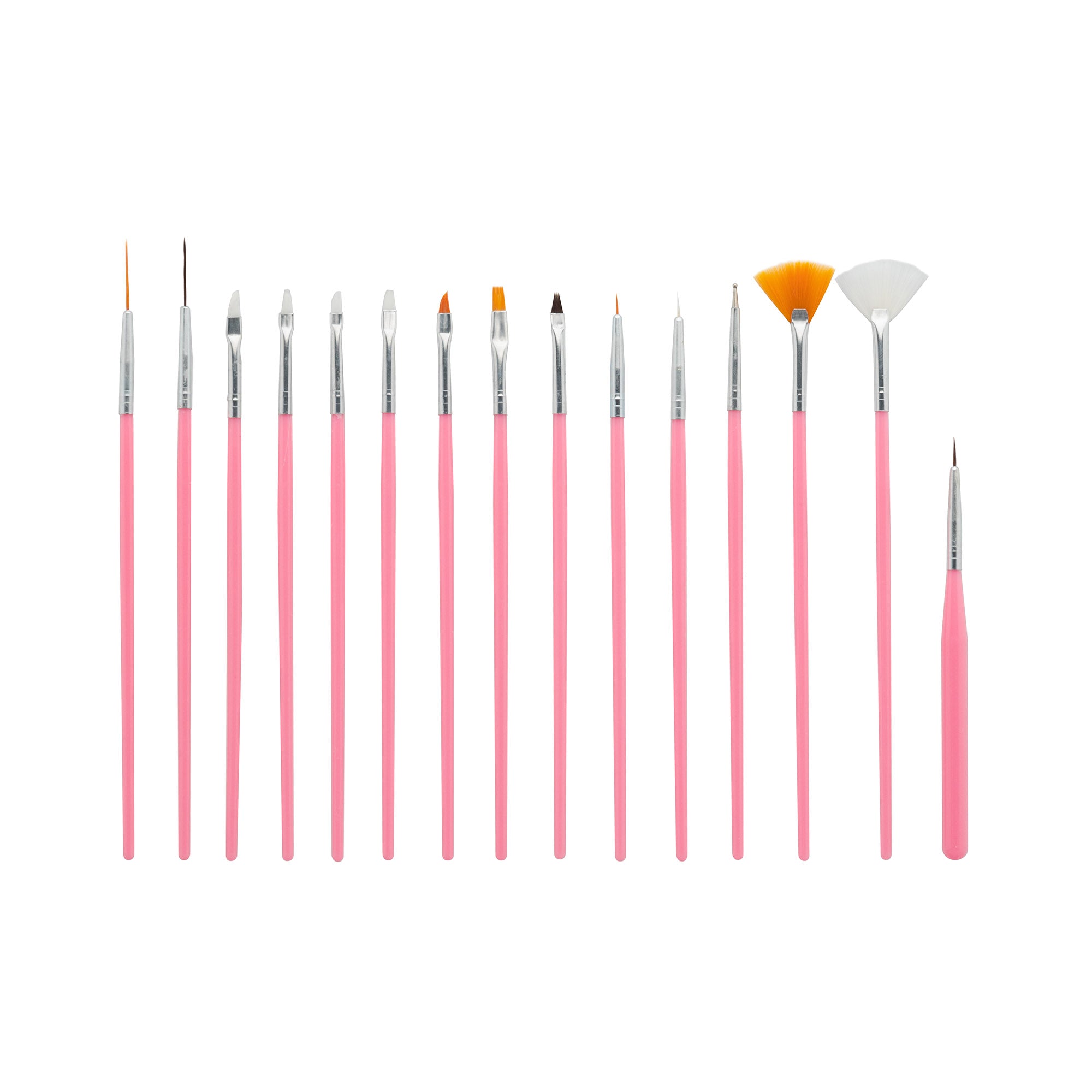 Pink Penselsæt - 15 stk. (BESKADIGEDE VARER)-Gel Pensel-ABA-NR Kosmetik