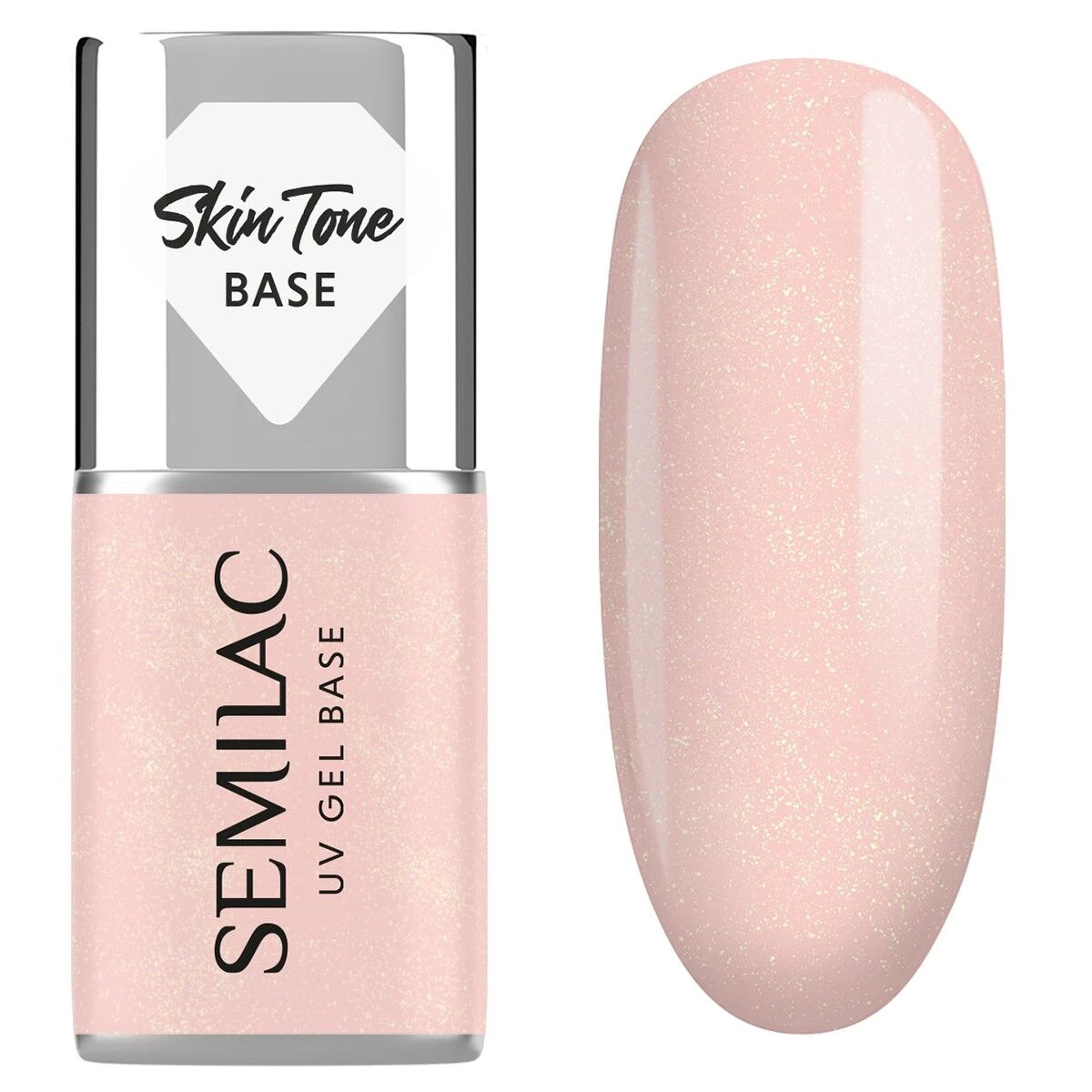 Skin Tone Cover Base - Glitter Peach 7 ml-UV Hybrid TOP/BASE-Semilac-NR Kosmetik