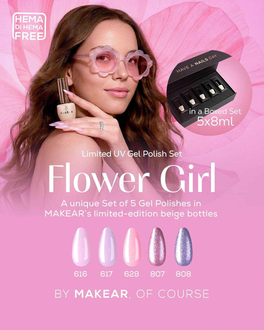 Flower Girl set - 5 Gelpolish farver-Gelpolish-MAKEAR-NR Kosmetik