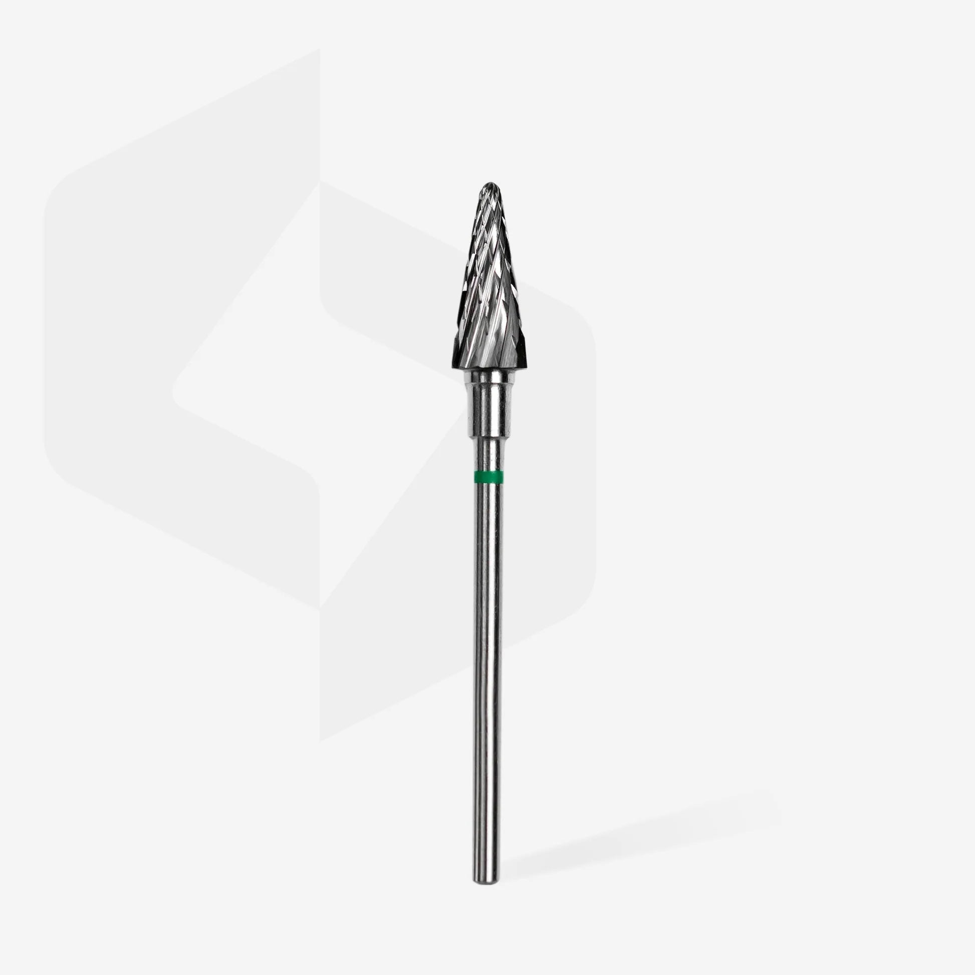 Carbide nail drill bit cone green, head diameter 6 mm, working part 14 mm-STALEKS-NR Kosmetik