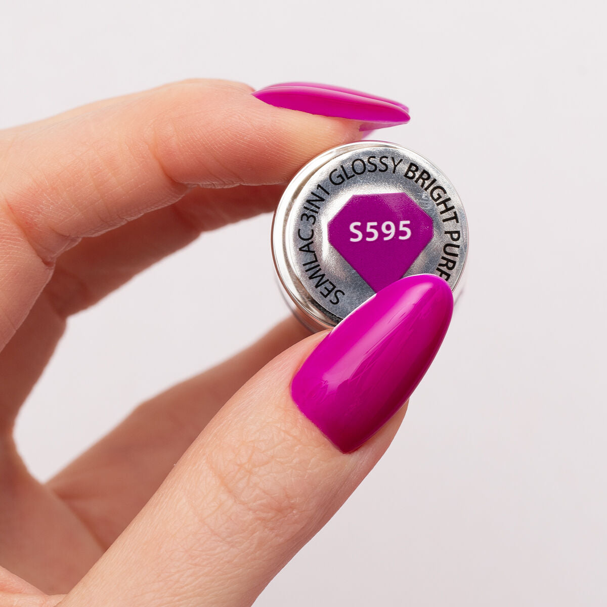One Step Glossy Gelpolish - Bright Purple S595 - 7 ml-3i1-Semilac-NR Kosmetik