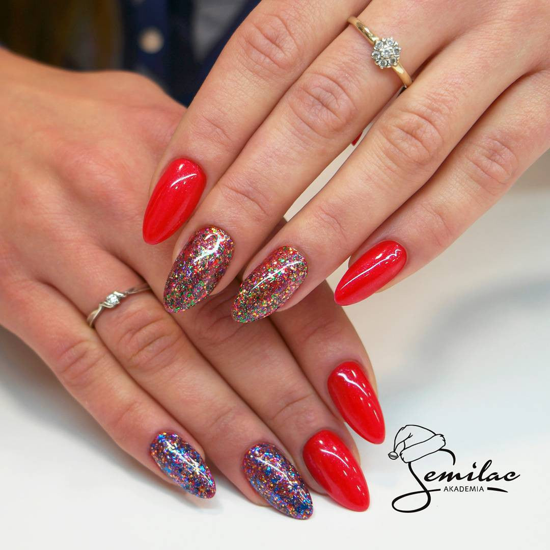 Gelpolish 025 Glitter Red - 7 ml-UV Hybrid-Semilac-NR Kosmetik