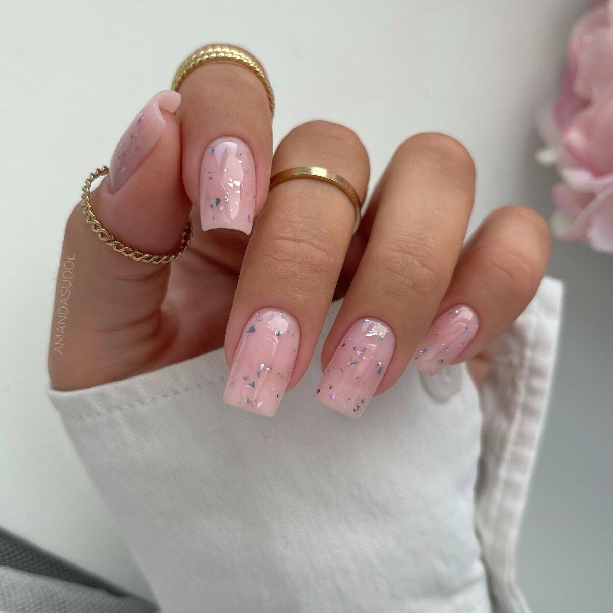 Top No Wipe Blinking T22- Flower Flakes - 7 ml-UV Hybrid TOP/BASE-Semilac-NR Kosmetik