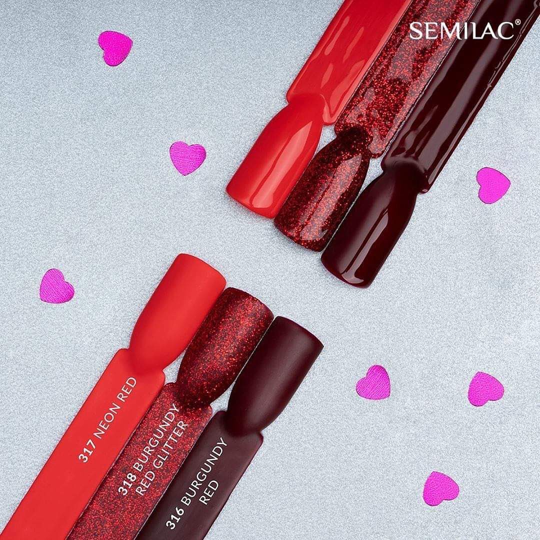 Gelpolish 317 VALENTINE Neon Red - 7 ml-UV Hybrid-Semilac-NR Kosmetik