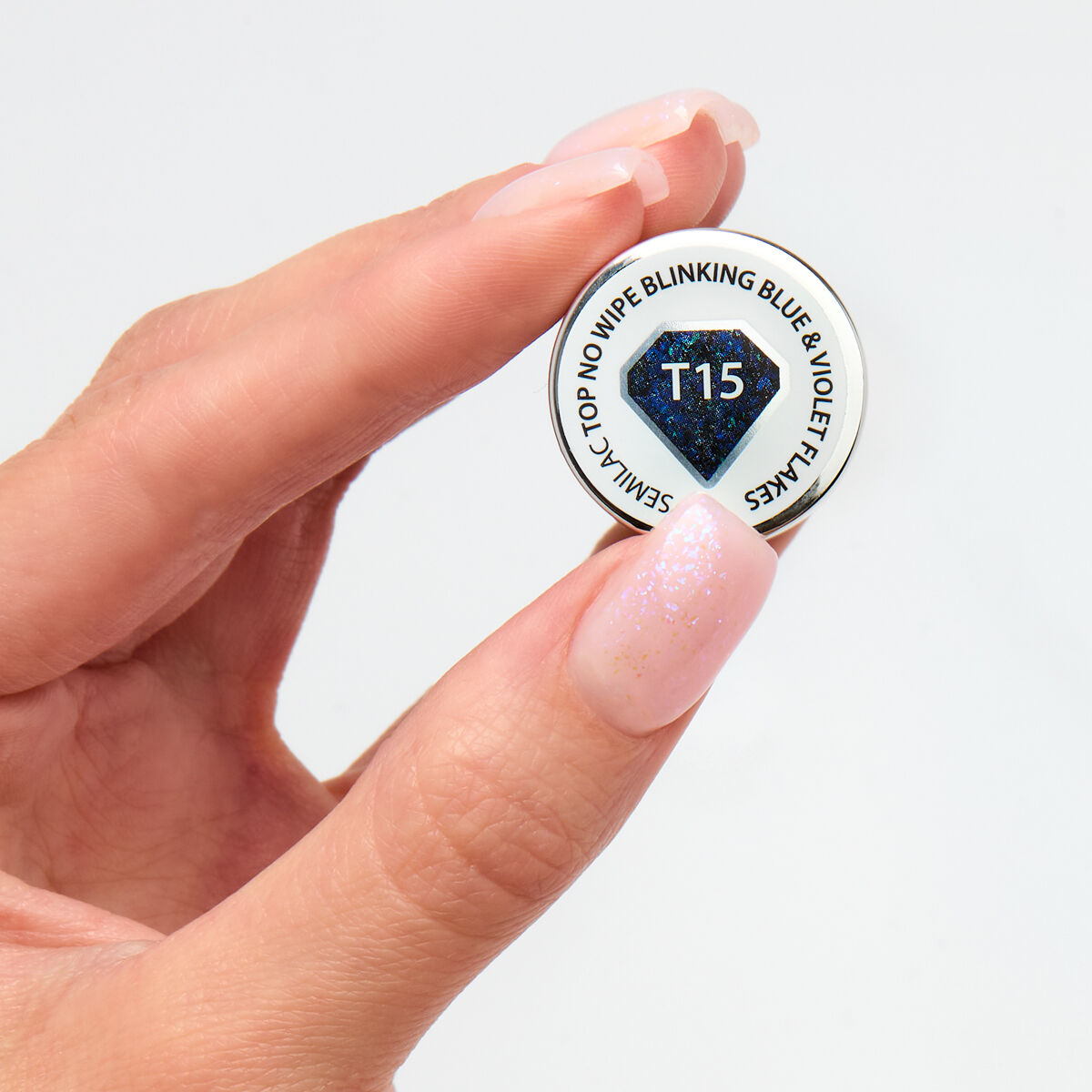 Top No Wipe Blinking T15 - Blue & Violet Flakes - 7 ml-UV Hybrid TOP/BASE-Semilac-NR Kosmetik