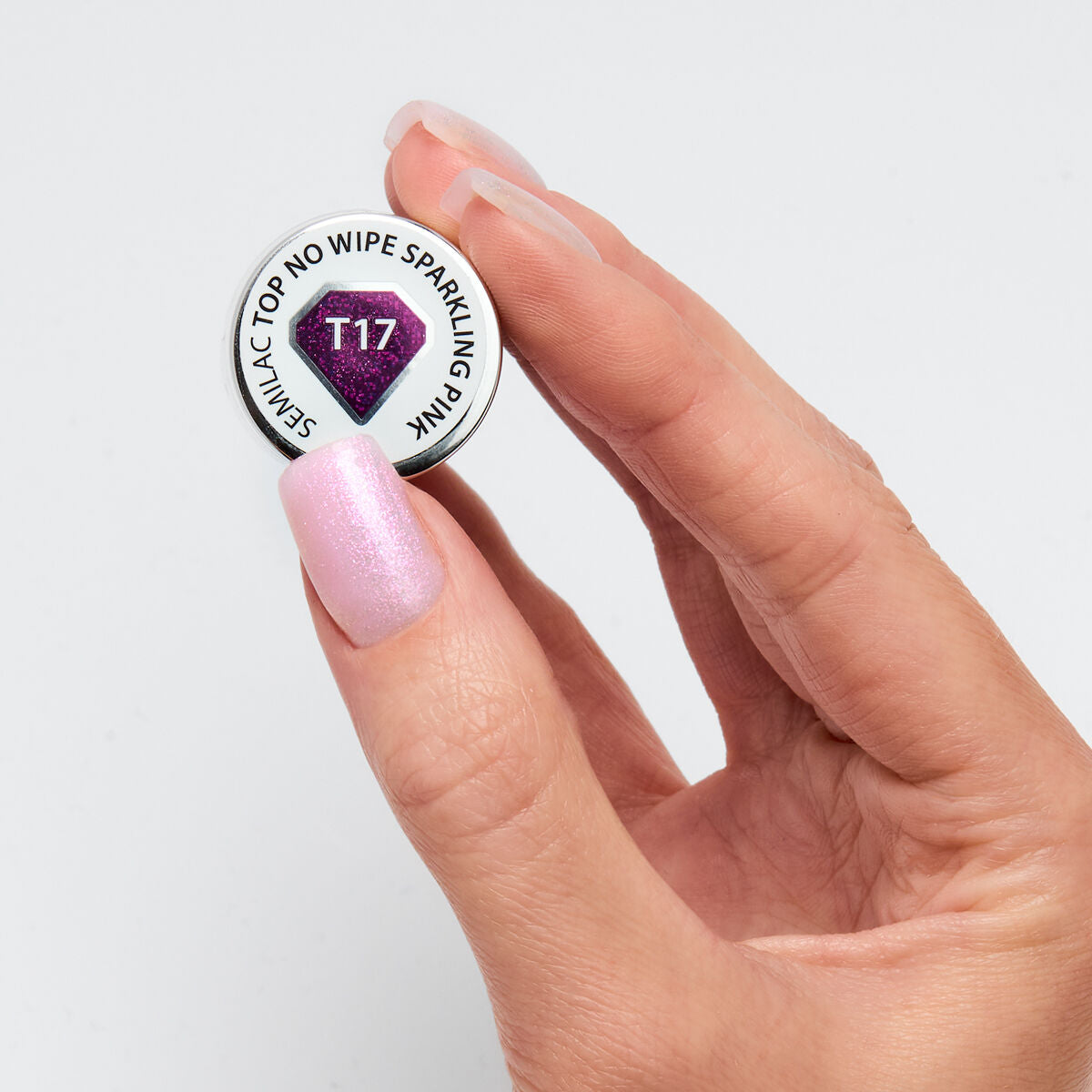 Top No Wipe Blinking T17 - Pink - 7 ml (INDEHOLDER TPO)-UV Hybrid TOP/BASE-Semilac-NR Kosmetik