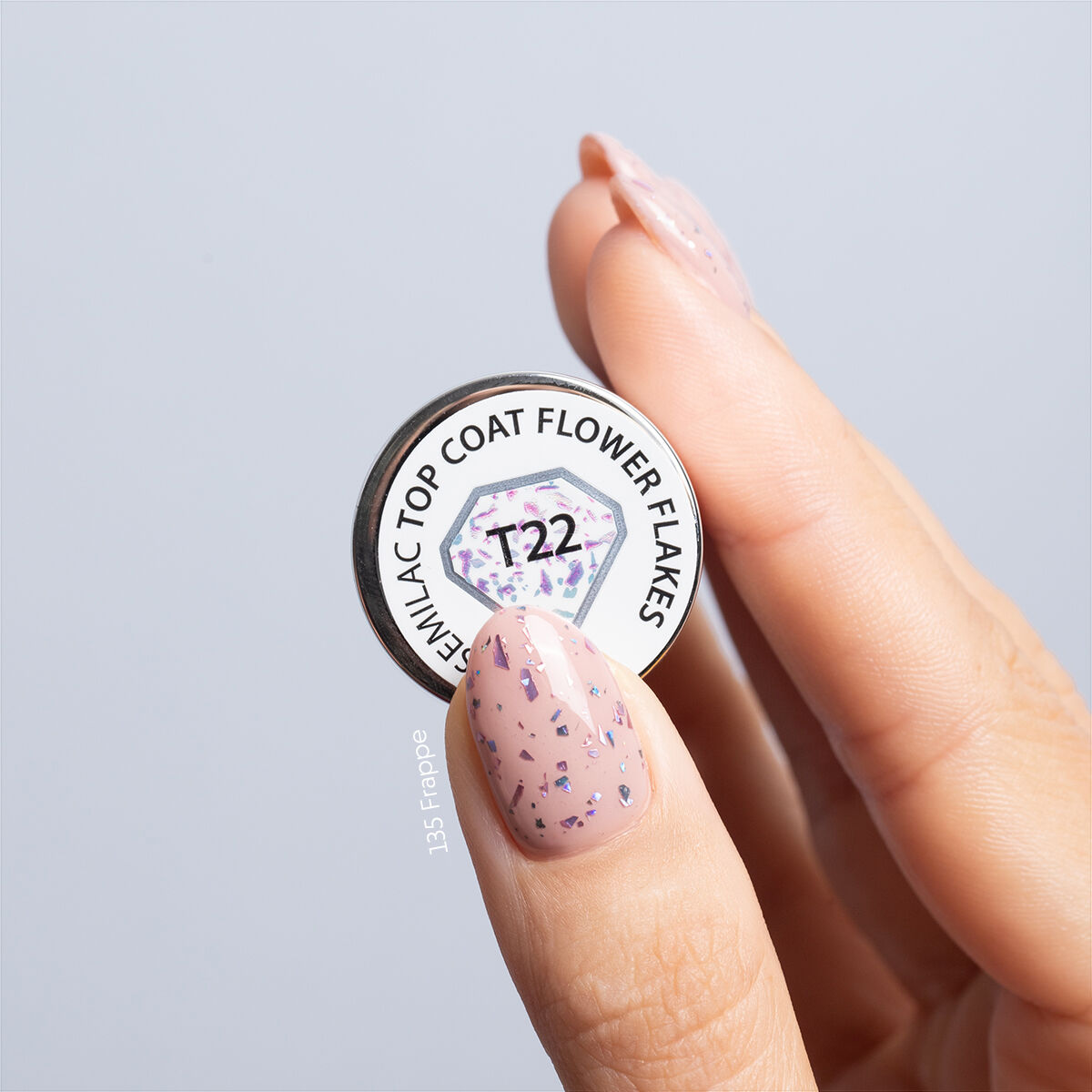 Top No Wipe Blinking T22- Flower Flakes - 7 ml-UV Hybrid TOP/BASE-Semilac-NR Kosmetik