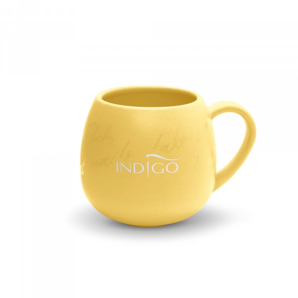 Krus - Gul Med Hvidt Indigo Logo - 420 ml-Gadget-Indigo-NR Kosmetik