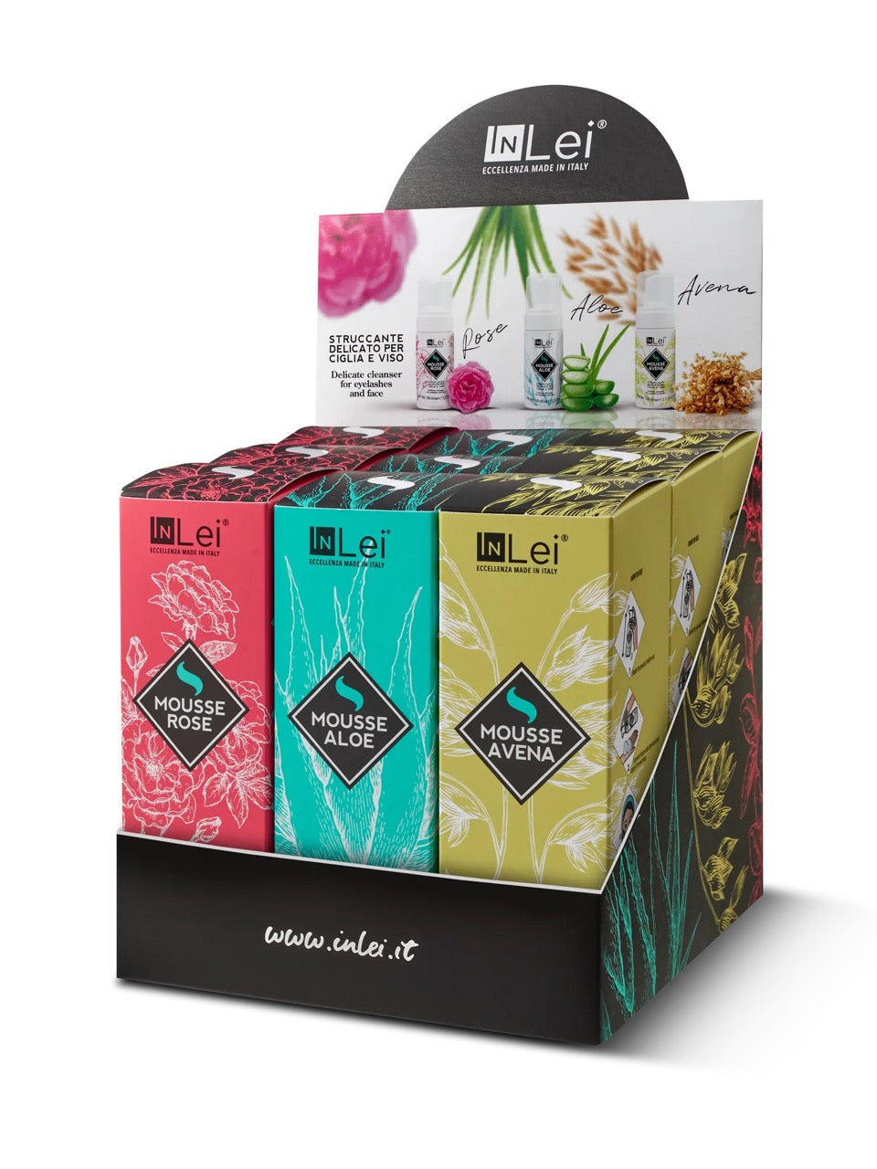 Counter Display "Mousse " - Aloe, Avena, Rose (inkl indhold)-Pleje-InLei®-NR Kosmetik
