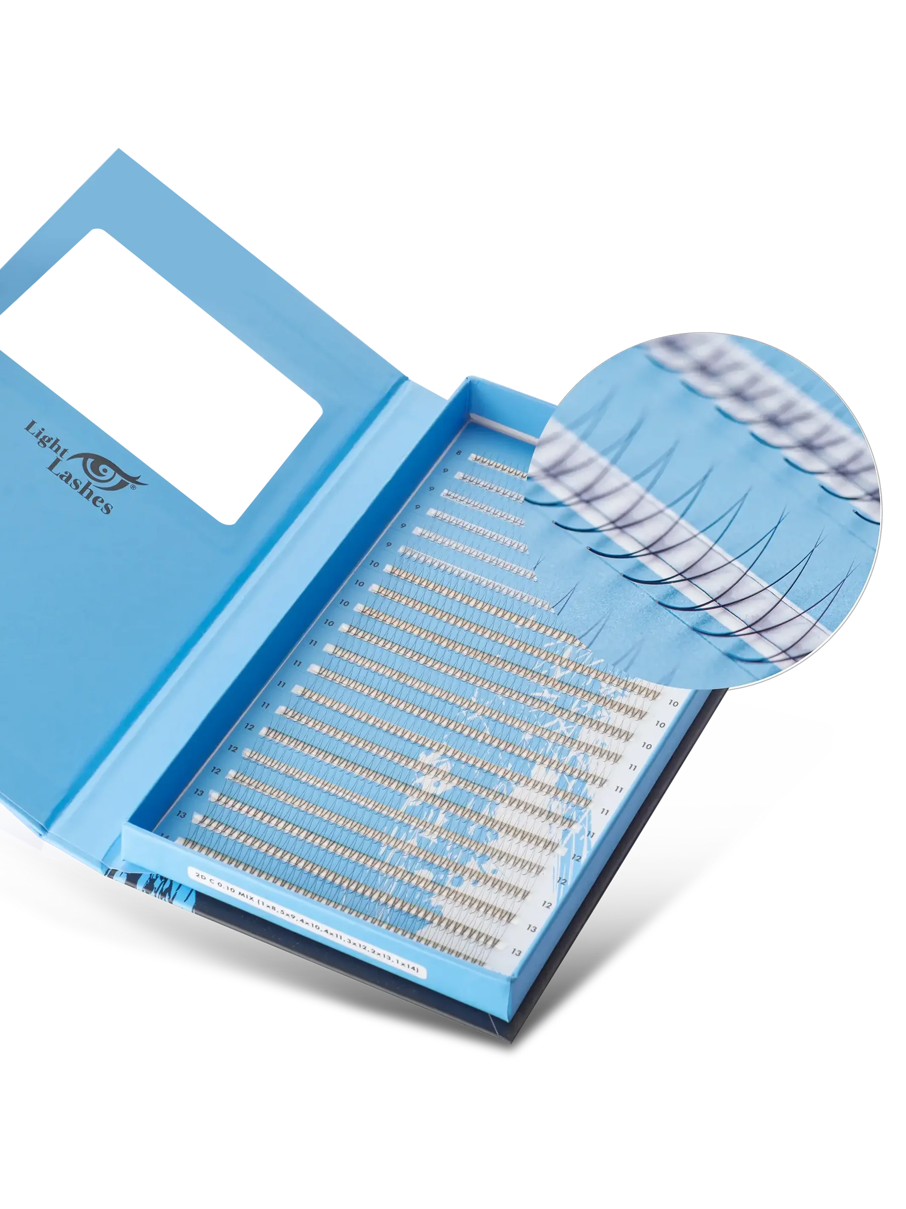 Ready Fans - 2D D - 800 stk-Vipper-Light Lashes-0.10 mm-MIX ( 8-14 mm)-NR Kosmetik