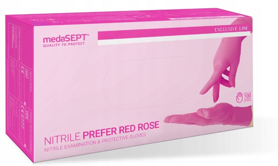 Nitrilhandsker medaSEPT - Red Rose - 100 stk-Handsker-ABA-S-NR Kosmetik