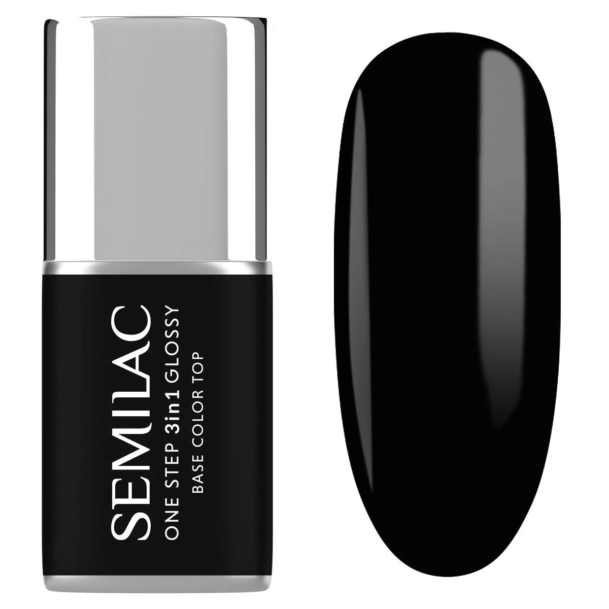 One Step Glossy Gelpolish - The Black S190 - 7 ml-3i1-Semilac-NR Kosmetik