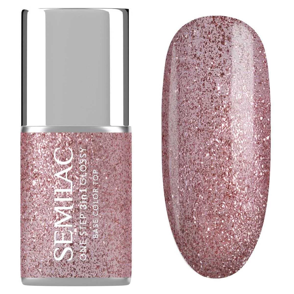 One Step Glossy Gelpolish - Glitter Pink S250 - 7 ml-3i1-Semilac-NR Kosmetik