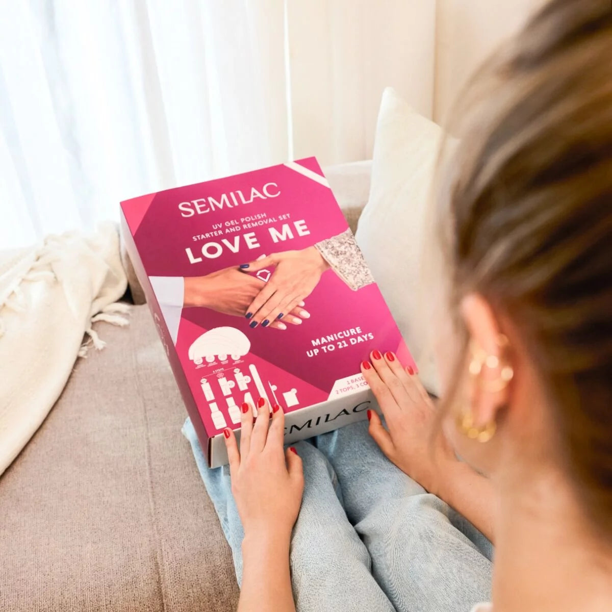 Gelpolish Startsæt Pro inkl. 3 Valgfri Gelpolish Farver - LOVE ME-UV Hybrid Startsæt-Semilac-NR Kosmetik
