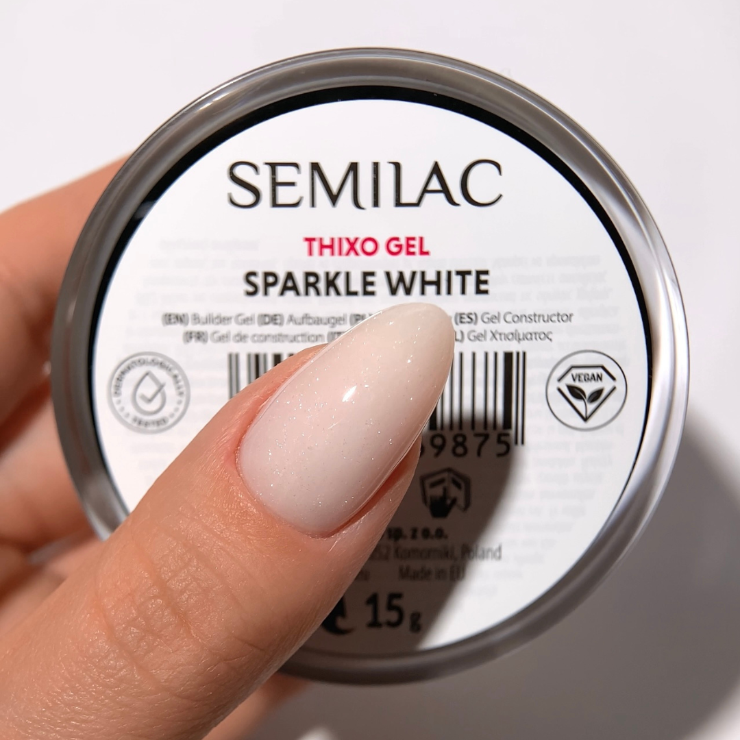 Thixo Builder Gel Sparkle White 15 g-uv gel opbygning-Semilac-NR Kosmetik
