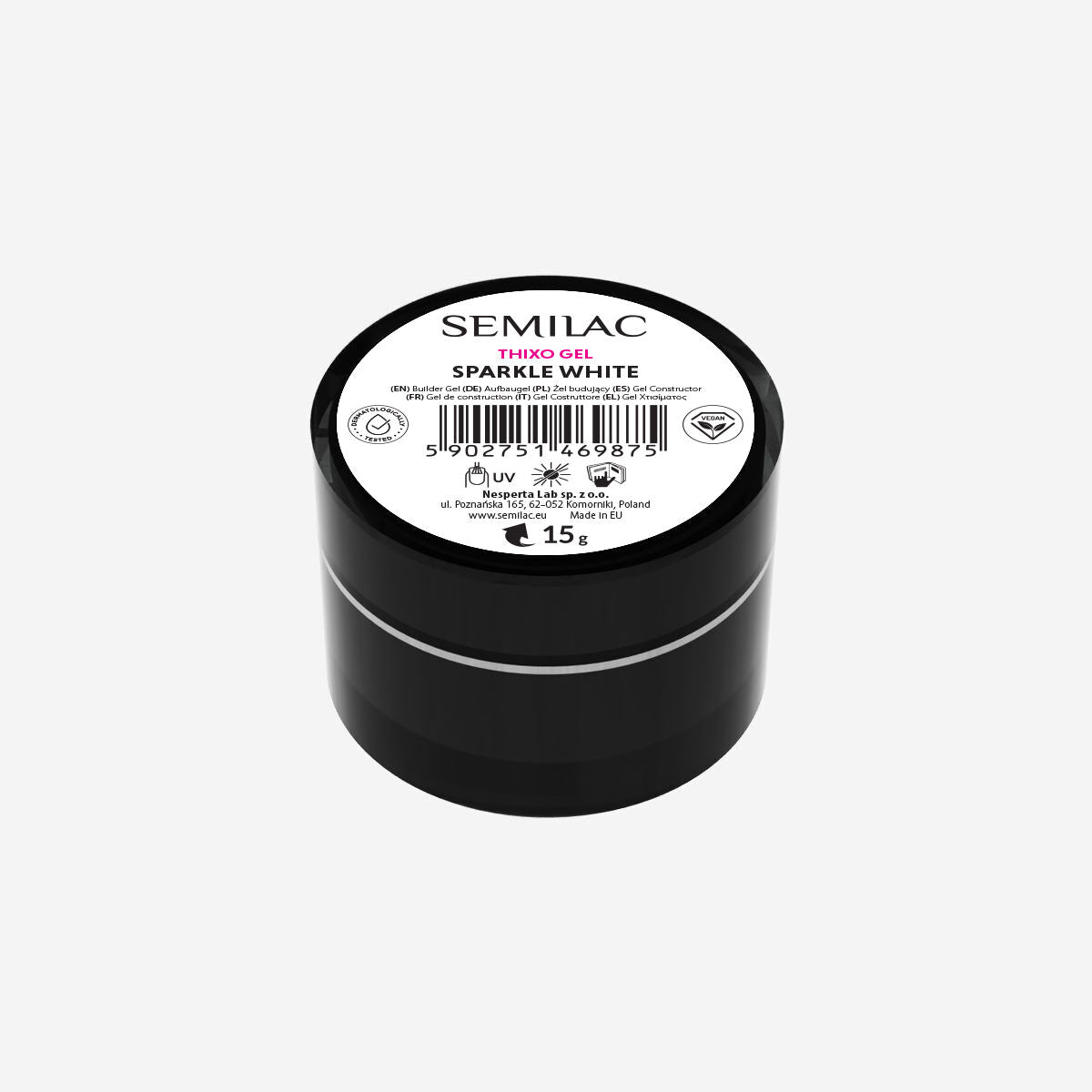 Thixo Builder Gel Sparkle White 15 g-uv gel opbygning-Semilac-NR Kosmetik