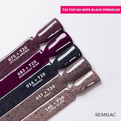 Top No Wipe Blinking T20 - Black Sprinkles - 7 ml-UV Hybrid TOP/BASE-Semilac-NR Kosmetik