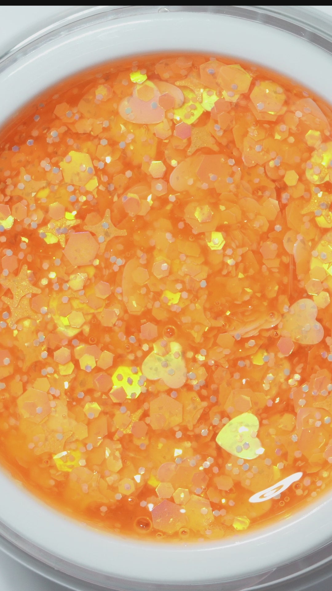 Fantastisk glimmer orange og gul gelpolish fra Inveray hos NR Kosmetik