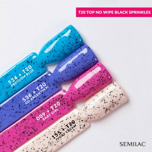 Top No Wipe Blinking T20 - Black Sprinkles - 7 ml-UV Hybrid TOP/BASE-Semilac-NR Kosmetik