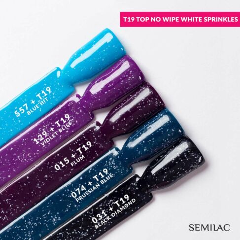 Top No Wipe Blinking T19 - White Sprinkles - 7 ml-UV Hybrid TOP/BASE-Semilac-NR Kosmetik